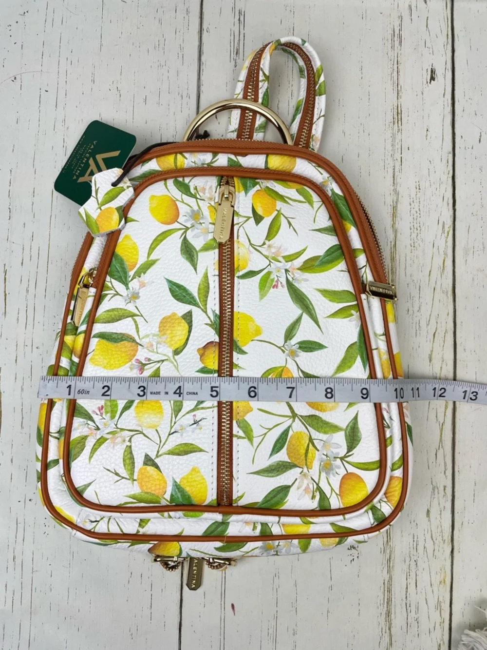 Valentina Pebble Leather Backpack/Sling Bag *Lemon Print *Made In Italy 🍋🇮🇹‎